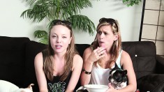 Sisters are sitting on the couch being interviewed about their sex lives