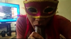 Masked Ebony Chick Swallow After Blowjob