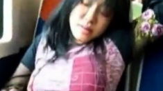 Asian Girl Fingers Herself On Public Train