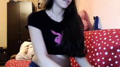 Brunette girlfriend webcam blowjob