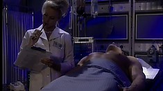 Horny blonde doctor gives her patient a daring sexual treament