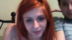 Redhead teen sucks and gets anal fucked