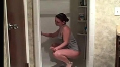 Hot Milf Cleaning The Shower Showing Her Ass