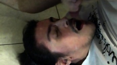 Wanking, selfsucking and getting cum load in mouth